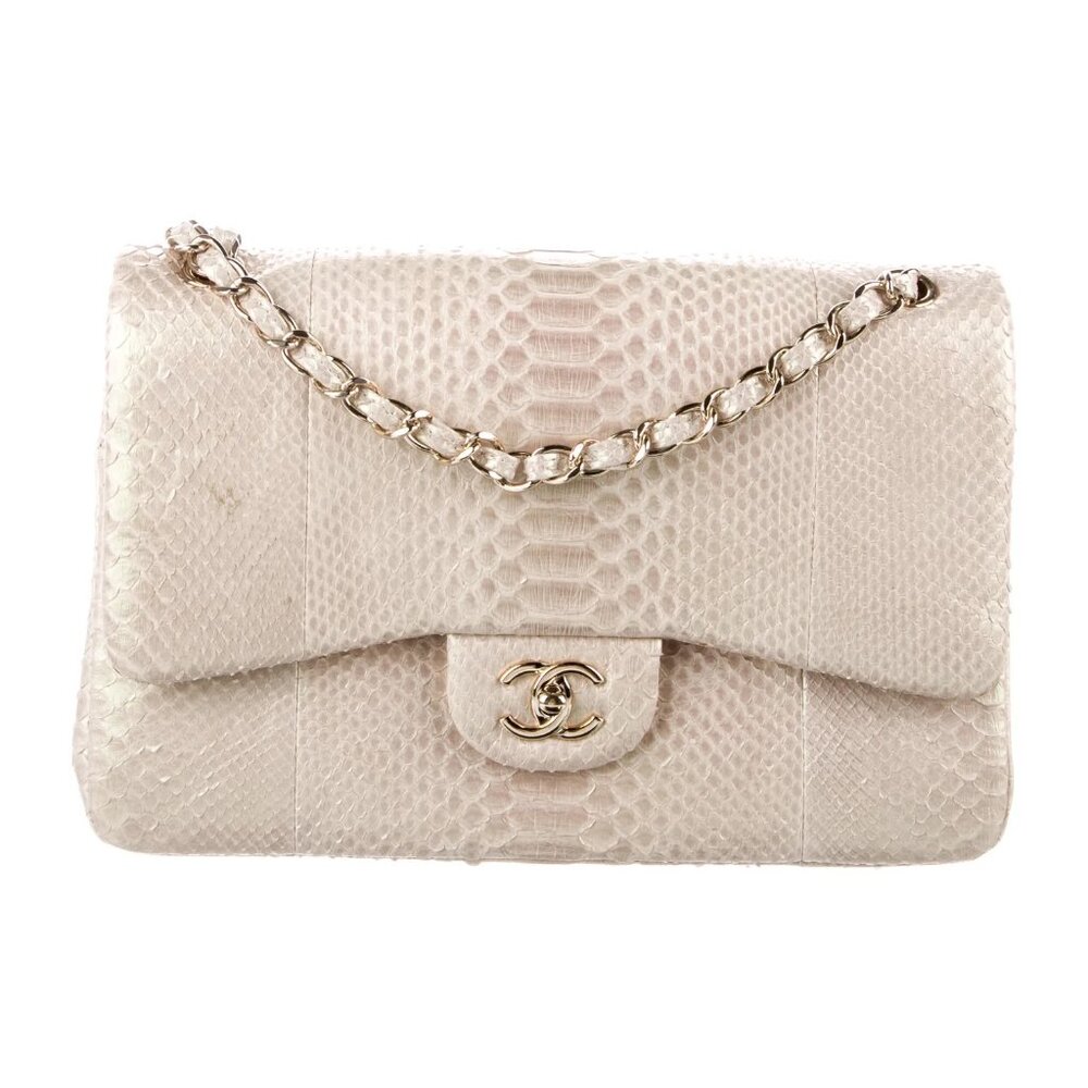 Chanel Iridescent Python Classic Jumbo Double Flap Bag w/ Gold Hardware